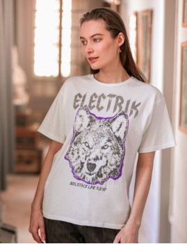 T-shirt rock imprimé loup hippie - Boutique L'anana(s)