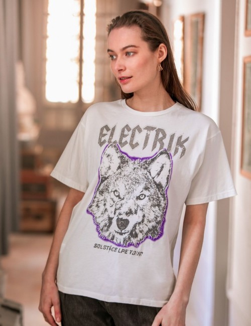 T-shirt rock imprimé loup hippie - Boutique L'anana(s)