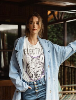 T-shirt rock imprimé loup bohème - Boutique L'anana(s)