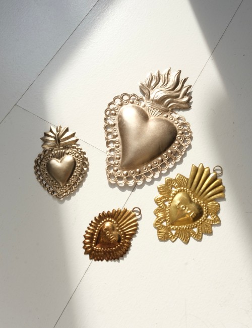Coeur exvoto love déco bohème doré - Boutique L'anana(s)