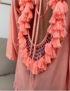 Robe dos nu avec pompons gipsy - Boutique L'anana(s)