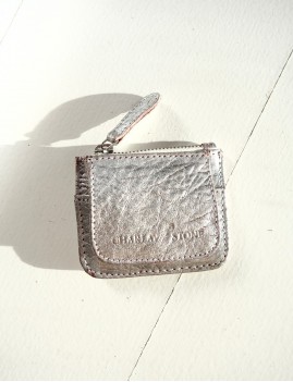 Mini porte monnaie cuir argenté - Boutique L'anana(s)