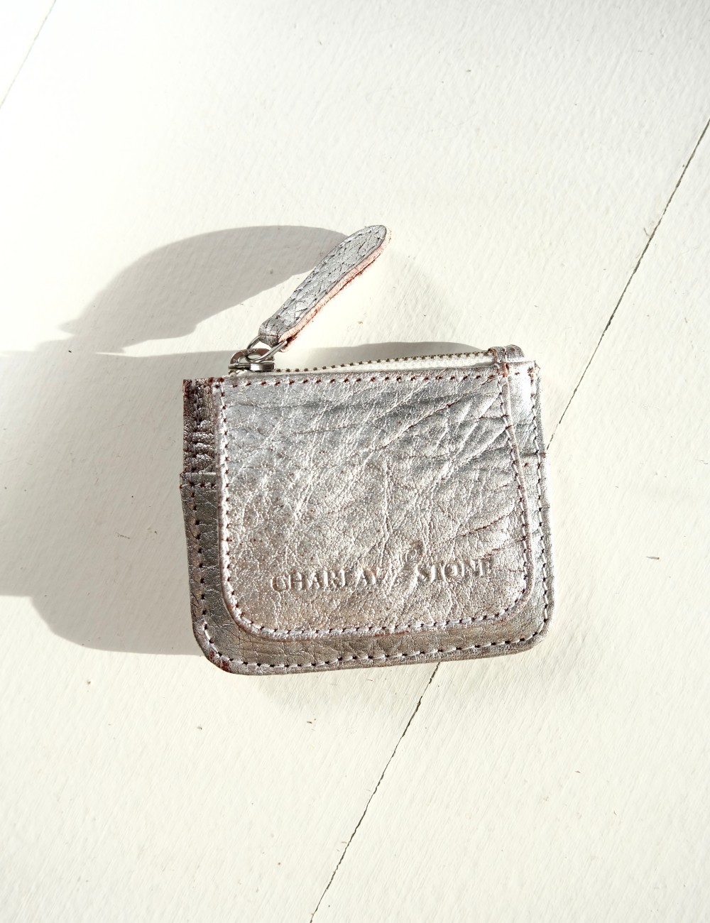 Mini porte monnaie cuir argenté - Boutique L'anana(s)