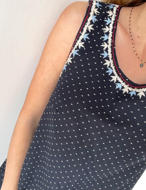 Robe brodée bleu marine - Boutique L'ananas