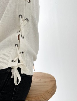 Pull tressé blanc hippie - Boutique L'ananas