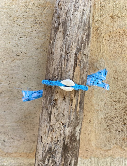 Bracelet bandana coquillage bleu - Boutique l'ananas
