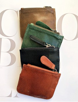 Mini porte-monnaie cuir marron hippie chic - Boutique L'anana(s)