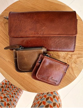 Mini porte-monnaie cuir marron gipsy - Boutique L'anana(s)