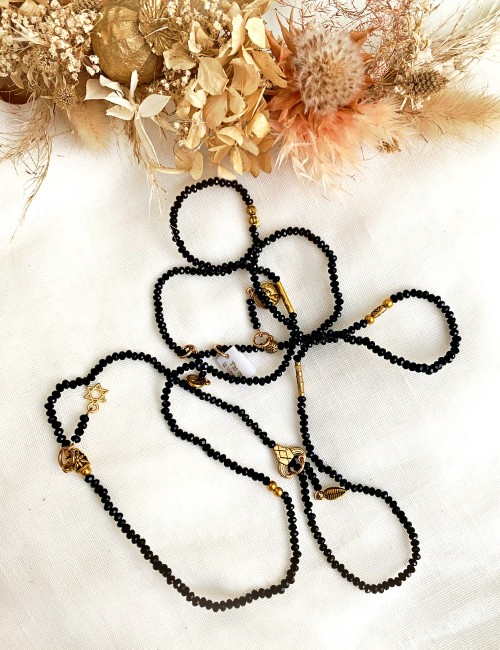 Bracelet en perles hippie chic noir - Boutique L'anana(s)