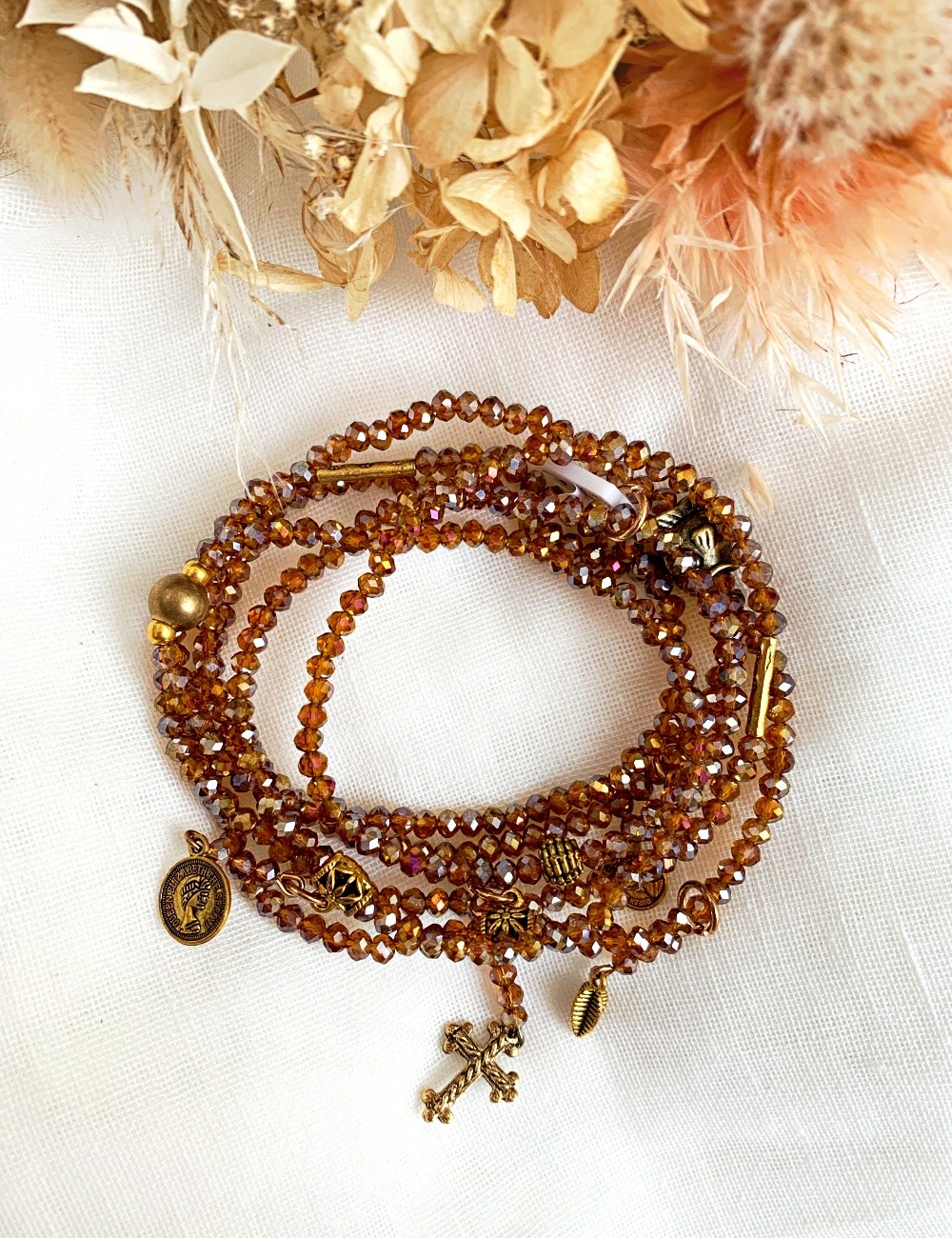 Bracelet en perles bohème orange - Boutique L'anana(s)
