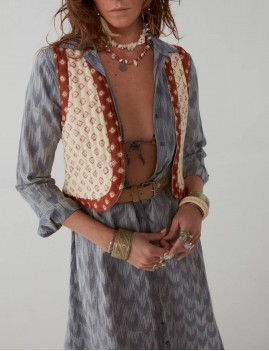 Gilet court hippie beige - Boutique l'anana(s)