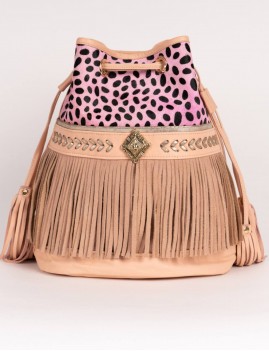 Sac bourse franges rose - Boutique l'anana(s)