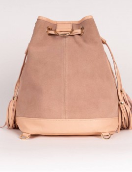 Sac bourse franges en cuir rose - Boutique l'anana(s)