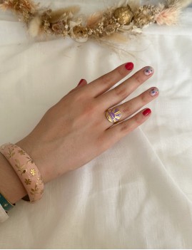 Bague happy soleil hippie mauve - Boutique l'anana(s)