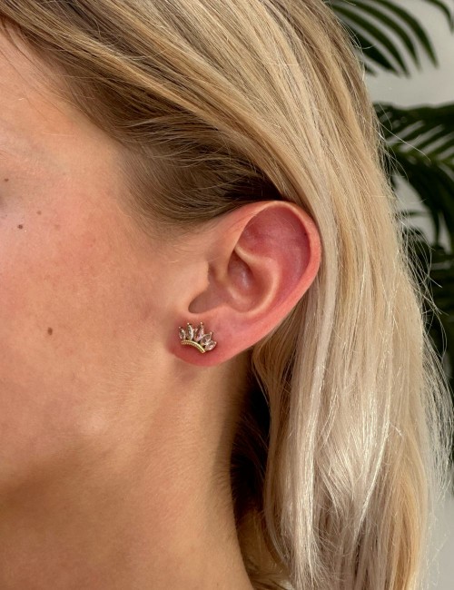 Boucles d'oreilles rose couronne - Boutique l'anana(s)