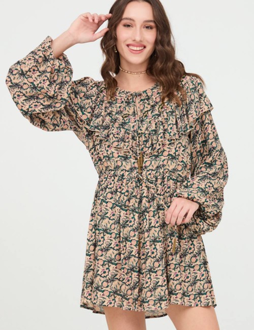 Robe courte à volants boho - Boutique l'anana(s)