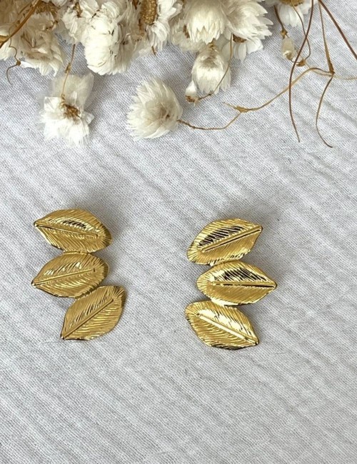 Boucles d'oreilles bohème feuilles dorées - Boutique L'anana(s)