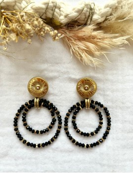 Créoles bohème soleil noires - Boutique L'anana(s)