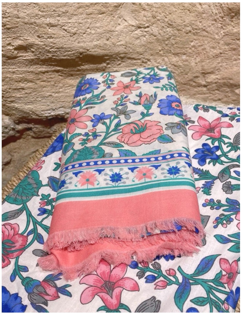 Foulard rose bohème et bleu LOUISE MISHA - Boutique L'aNana(s)