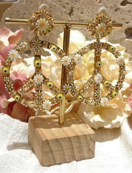 Boucles d'oreille beige FLOWER MARKET - Boutique L'anana(s)