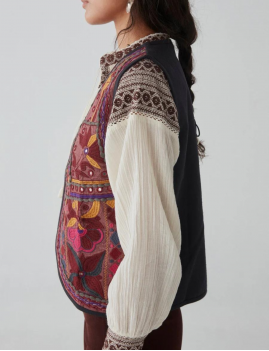 gilet sans manches brodée hippie PAYAL MAISON HÔTEL - Boutique L'anana(s)