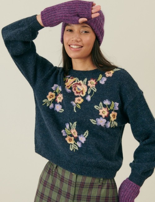 Mitaines bohème d'hiver mauve LOUISE MISHA - Boutique L'aNana(s)