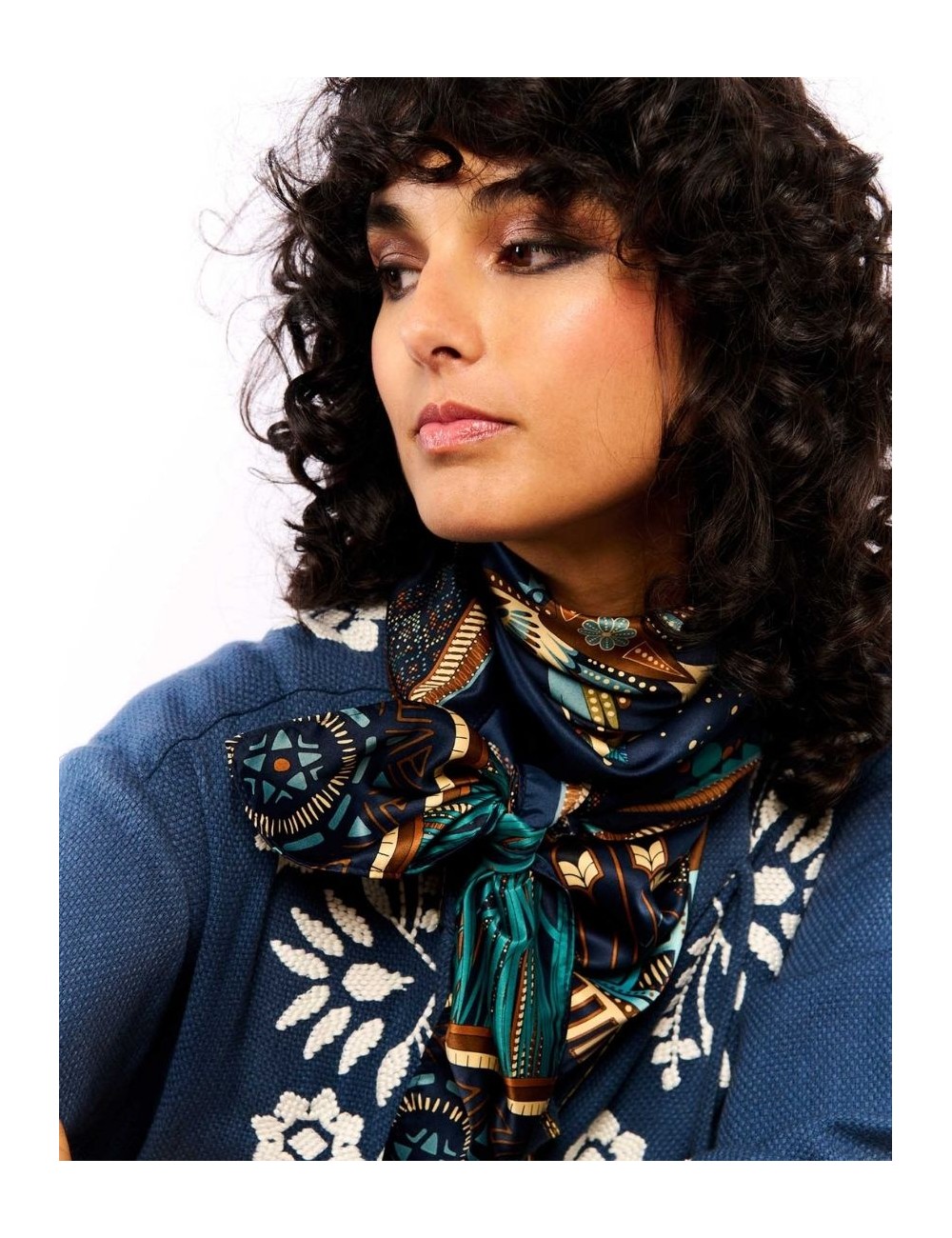 Foulard boho indien bleu WESTERN WILD - Boutique L'aNana(s)