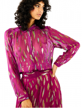 Blouse bohème fushia reflets dorés RAFAELLA WILD - Boutique L'aNana(s)