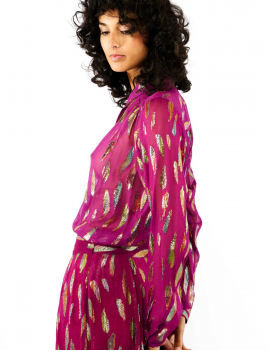 Chemise boho chic fushia reflets dorés RAFAELLA WILD - Boutique L'aNana(s)