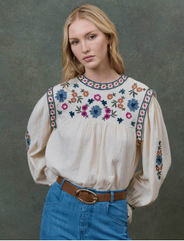 Blouse de rentrée brodée boho chic IZZA Louise Misha - Boutique L'aNana(s)