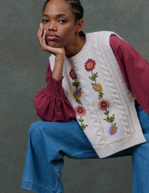 Pull sans manches brodé bohème ADELA Louise Misha - Boutique L'aNana(s)