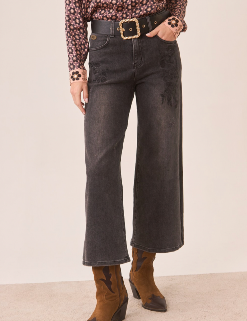 Pantalon gipsy en denim ZUBENE NEKANE- Boutique L'aNana(s)