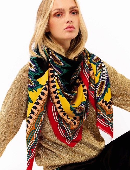 Foulard boho noir imprimé PONY PONY WILD - Boutique L'aNana(s)