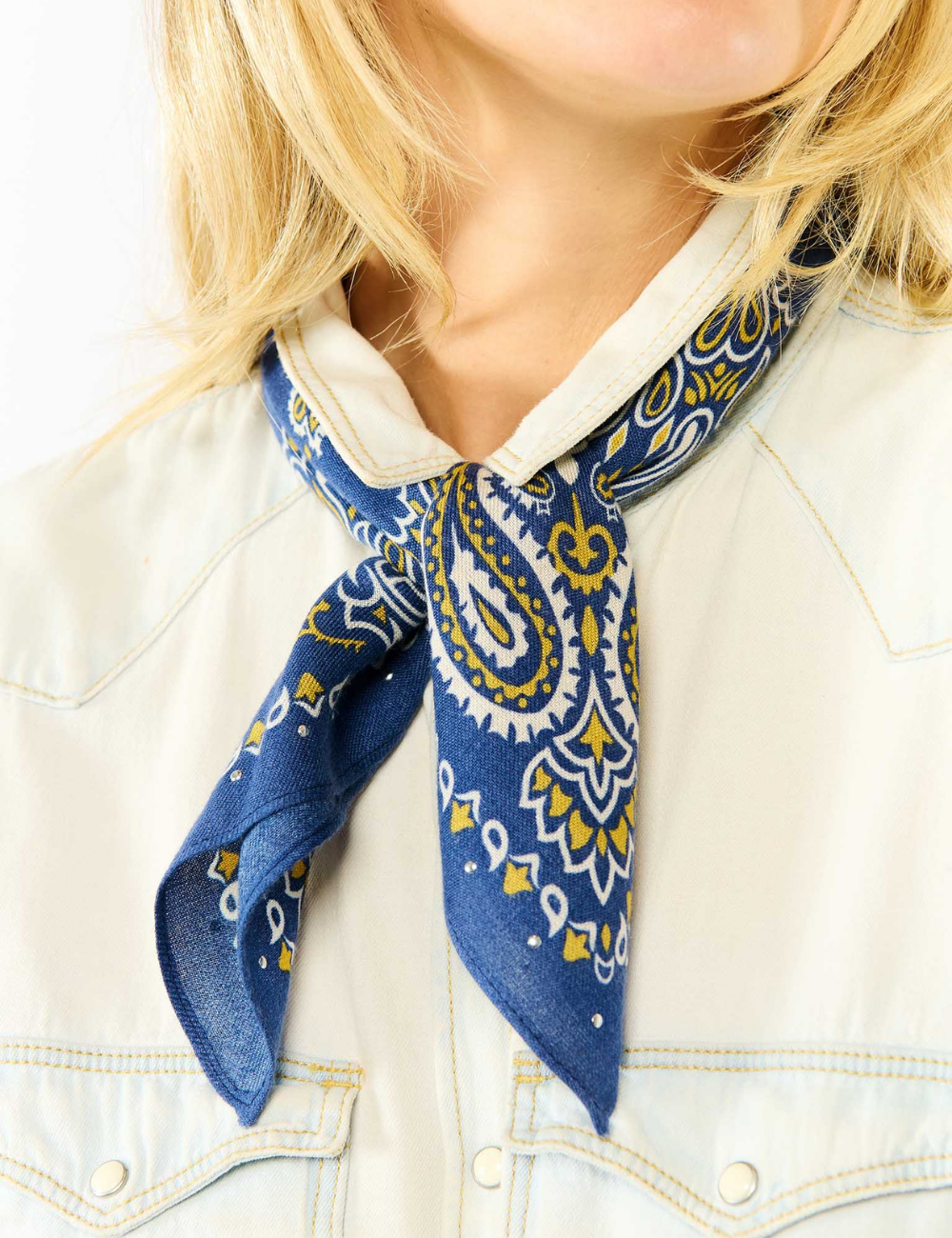 Foulard hippie mini bleu PAISLEY WILD - Boutique L'aNana(s)