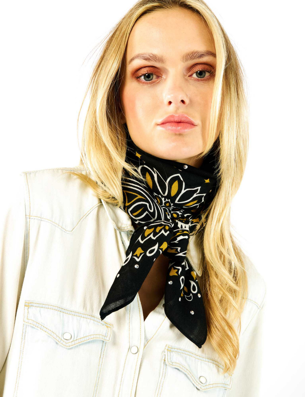 Foulard bandana noir bohème PAISLEY WILD - Boutique L'aNana(s)