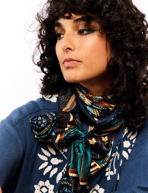 Foulard mini bleu boho WESTERN WILD - Boutique L'aNana(s)