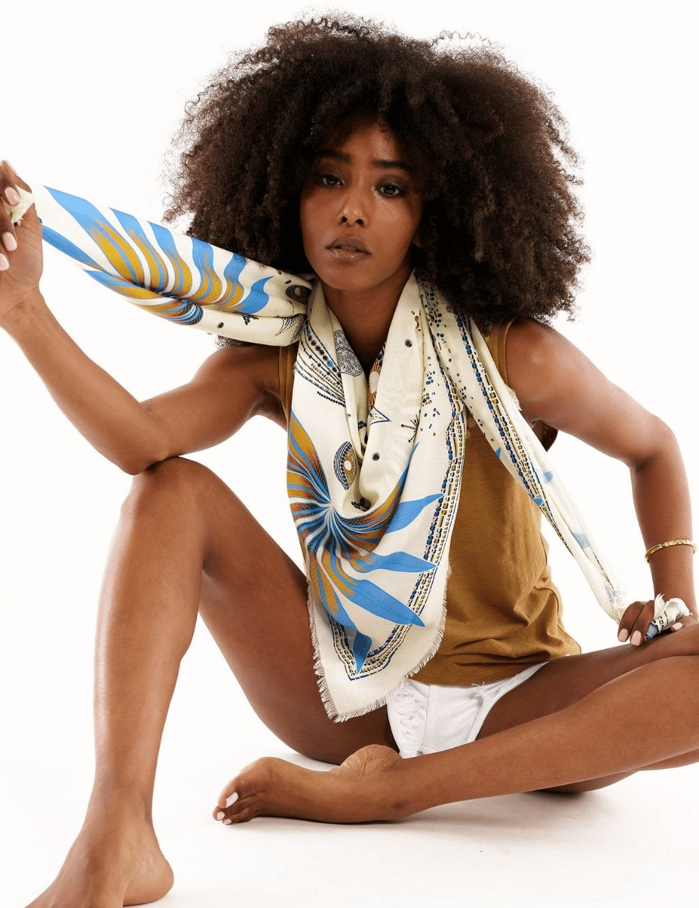 Foulards big bohème blanc WILD-Boutique L'aNana(s)