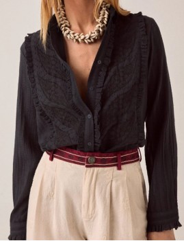 Chemise noir brodée Maison Hotel - Boutique L'aNana(s)