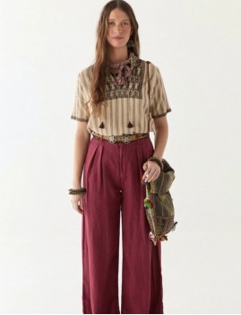 Pantalon en lin bordeaux - Boutique L'aNana(s)