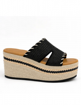 Sandales rafia noir femme NEKANE - Boutique L'aNana(s)