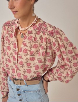 Blouse fleurie rose femme Maison Hotel - Boutique L'aNana(s)