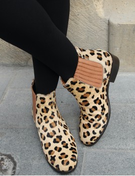 Boots léopard en cuir bohemian girl - Boutique l'ananas