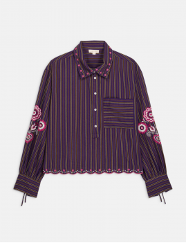 Chemise rayée à broderie - Boutique L'aNana(s)