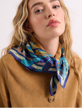Mini foulard CACTUS bleu WILD -  Boutique L’anana(s)