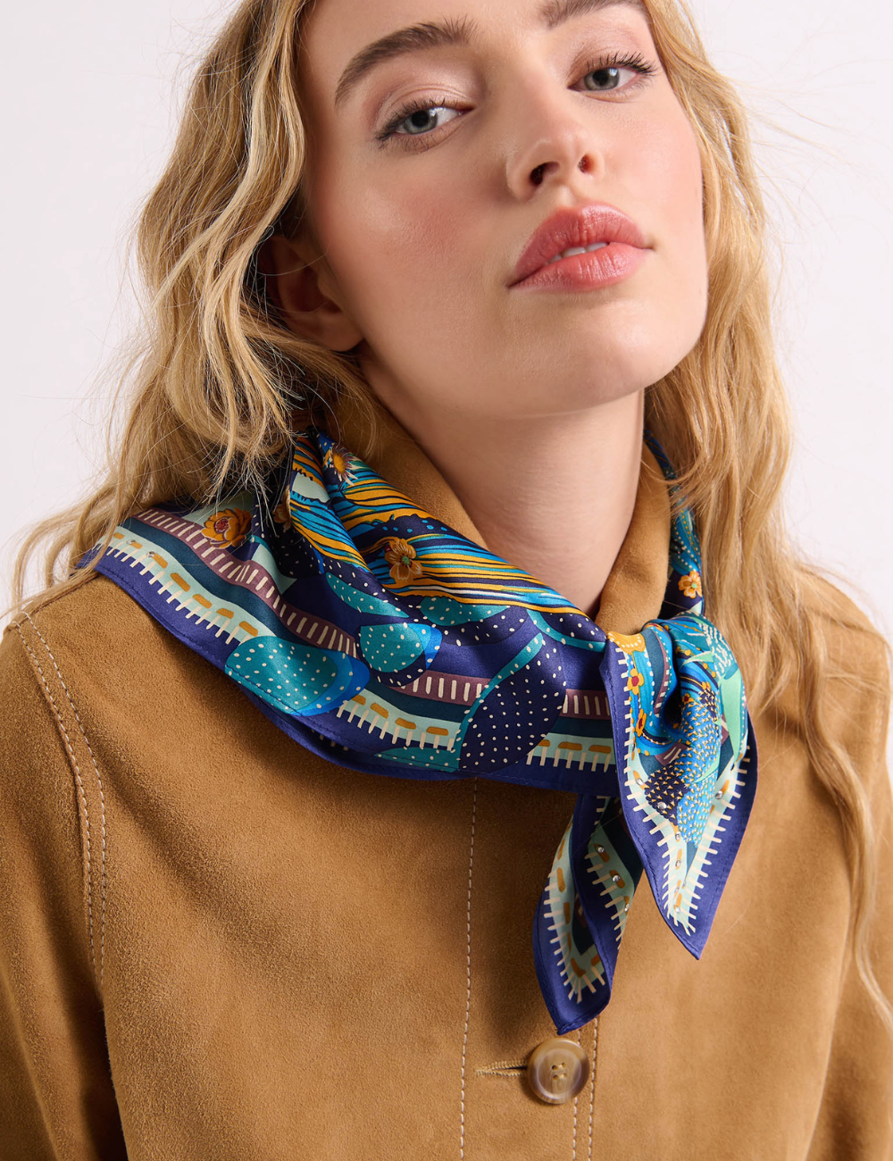 Mini foulard CACTUS bleu WILD -  Boutique L’anana(s)