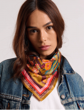 Mini foulard CACTUS orange WILD -  Boutique L’anana(s)