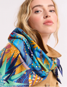 Foulard CACTUS bleu medium  -  Boutique L’anana(s)