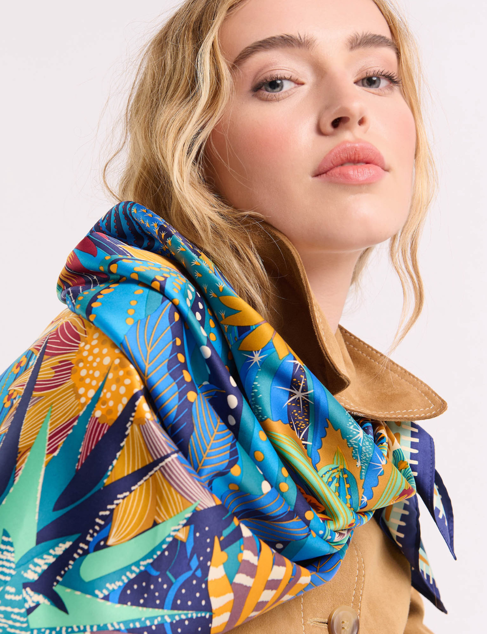Foulard CACTUS bleu medium  -  Boutique L’anana(s)