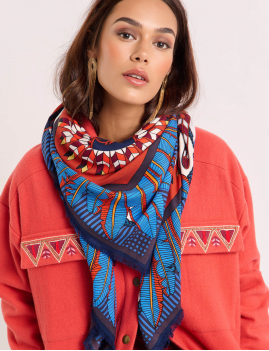 Big foulard MACHU PICHU bleu WILD  -  Boutique L’anana(s)