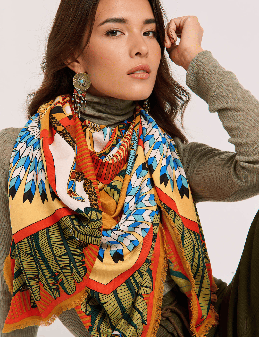 Big foulard MACHU PICHU ocre WILD -  Boutique L’anana(s)
